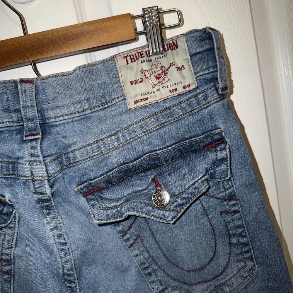 True Religion Men’s Blue Jeans Stretch Ricky Relaxed Straight‎ Size 34 Flap